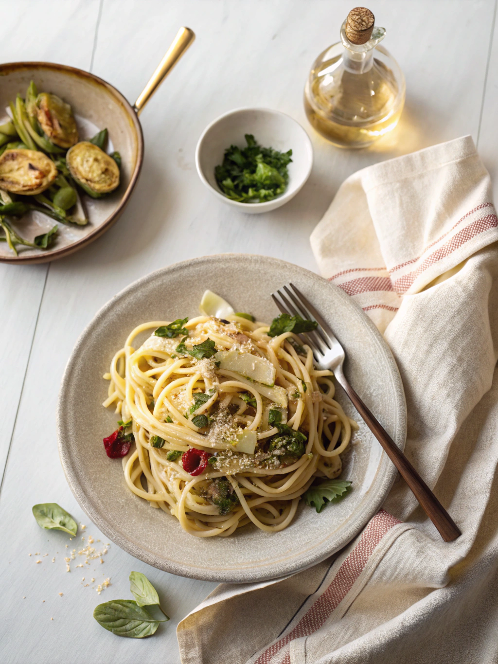 Artichoke Pasta serving suggestion