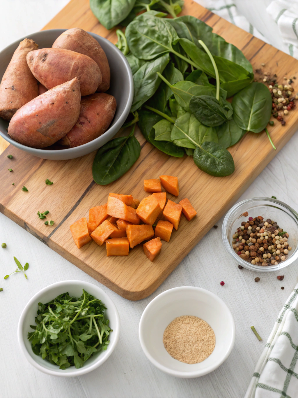 Sweet Potatoes with Spinach ingredients